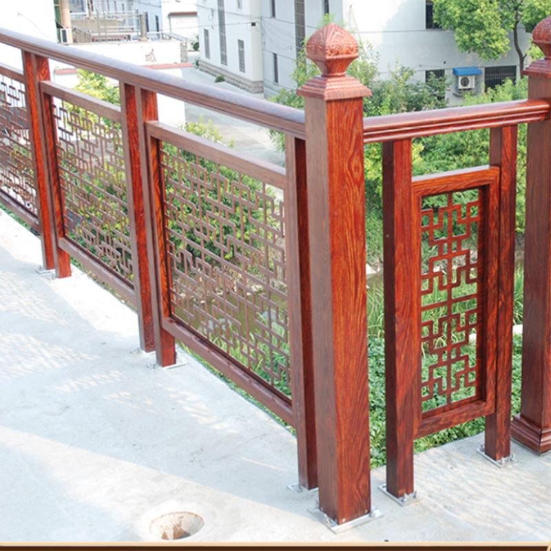 中式家用户外别墅阳台护栏围栏楼梯扶手室外木纹雕花栏杆单位米默认