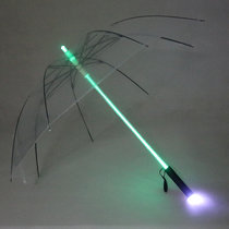 创意中棒发光雨伞 LED照明灯光伞 黑夜信号伞 舞台道具伞晴雨两用(透明)