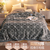 拉舍尔毯子冬季加厚保暖双层珊瑚绒毛毯被子垫床单人宿舍盖毯(灰菱格)