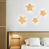 五角星个性壁灯 创意儿童房壁灯床头灯 可组装壁灯实木玻璃E27螺口壁灯(小号 赠5W暖光)
