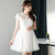 Mistletoe夏装新款 刺绣修身蕾丝连衣裙F6669(白色 XL)