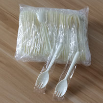 一次性叉勺独立包装塑料叉勺甜品蛋糕叉子加厚水果捞外卖米饭勺子(象牙白 默认版本)