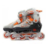 *成人儿童直排轮滑鞋旱冰鞋溜冰鞋可调PU轮全铝支架(橘色 35-38)
