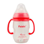 小土豆婴儿带手柄自动吸管宽口径奶瓶可爱蛋型PP奶瓶270ml PB10670