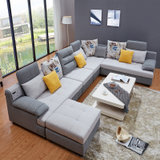 左右沙发 布艺沙发组合 大小户型客厅转角简约现代可拆洗沙发 DZY3608(4A（反）+4A（正）+4B（正）+休单)