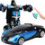 超大感应变形遥控汽车金刚机器人充电动无线遥控车儿童玩具车男孩(蓝色 一个机身一块电池)
