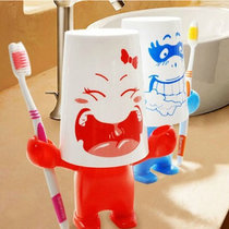 创意卡通爱情大力士牙刷架+漱口杯+牙膏座洗漱套装图案随机