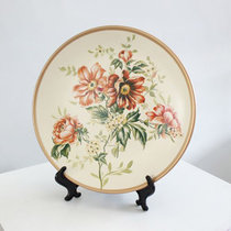 普润 手绘装饰盘桌面摆件陶瓷圆盘 北欧手绘装饰盘