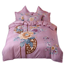 黛格单双人床上用品 1.5m 1.8m 2.0m床可爱卡通花卉大版植物羊绒加厚磨毛四件套件芦荟棉 被套 床单 枕套(J格调-松花色 默认)