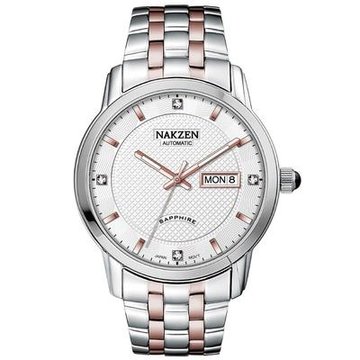 nakzen 日本名表 男士钢带机械手表6022g(间玫白面【图片 价格 品牌