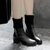 SUNTEK欧洲站2021秋冬新款短靴女棉靴粗跟中跟女鞋中筒弹力毛线女靴(34 黑色【2238绒里】)