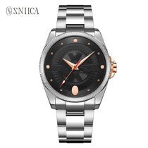 SNIICA史尼嘉全自动机械表防水夜光手表男士钢带欧美时尚腕表(创世黑镜 钢带)