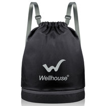 WellHouse抽绳双肩背包干湿分离皮肤包男女旅行包游泳度假运动健身大容量存储包20L 黑色其他 国美超市甄选