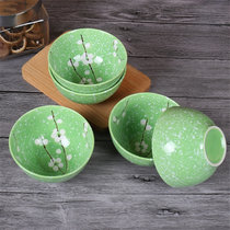 陶瓷可爱雪花小饭碗餐具汤碗早餐西餐下午茶点心盘寿司意面沙拉碗(绿色)
