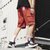 日系男士工装短裤2019夏季新款潮流宽松休闲运动五分中裤(红色 XL)