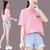 短袖t桖女宽松时尚打底衫今年流行韩版卡通印花上衣(粉红色 M 100斤以内)