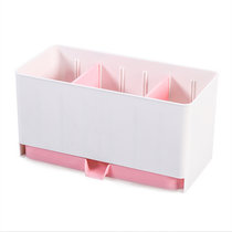 浦晨厨房双重隔板沥水收纳盒塑料家用餐具架(粉色PB7012)