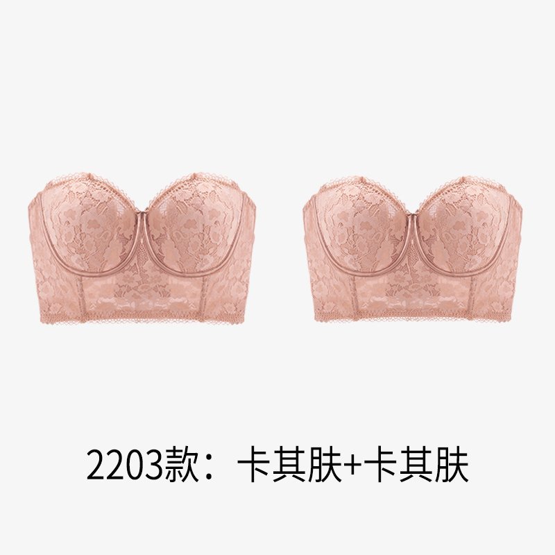 suntek无肩带内衣女防滑超薄款聚拢吊带裙专用大胸显小裹抹胸隐形文胸
