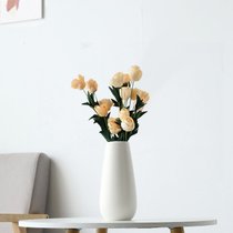 简约现代陶瓷花瓶家居客厅创意台面摆件小清新干花艺水培白色花器(芳华 - 白【3束仿真曼莎玫瑰- 黄色】)