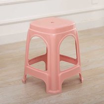加厚塑料凳子家用板凳高凳时尚简约客厅餐桌塑胶椅经济型胶凳椅子(4个 大号北欧粉无盖（高46CM）)