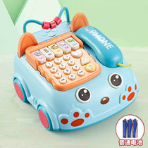 婴幼儿童电话机玩具仿真座机宝宝双语手机6个月男女孩***0-1岁(电话蓝 电池版)