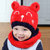 韩版儿童帽子婴儿毛线围脖套宝宝帽子0-3-6-12个月秋冬男女小孩帽子围巾套装1-2岁(红色 颜色)
