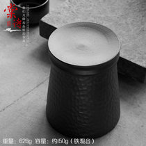 棠诗茶叶罐手工粗陶醒茶罐陶瓷储存罐日式茶道复古精品密封罐子
