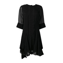 CHLOE'黑色黑色不对称百褶连衣裙CHC19SRO83-001-00138黑 时尚百搭