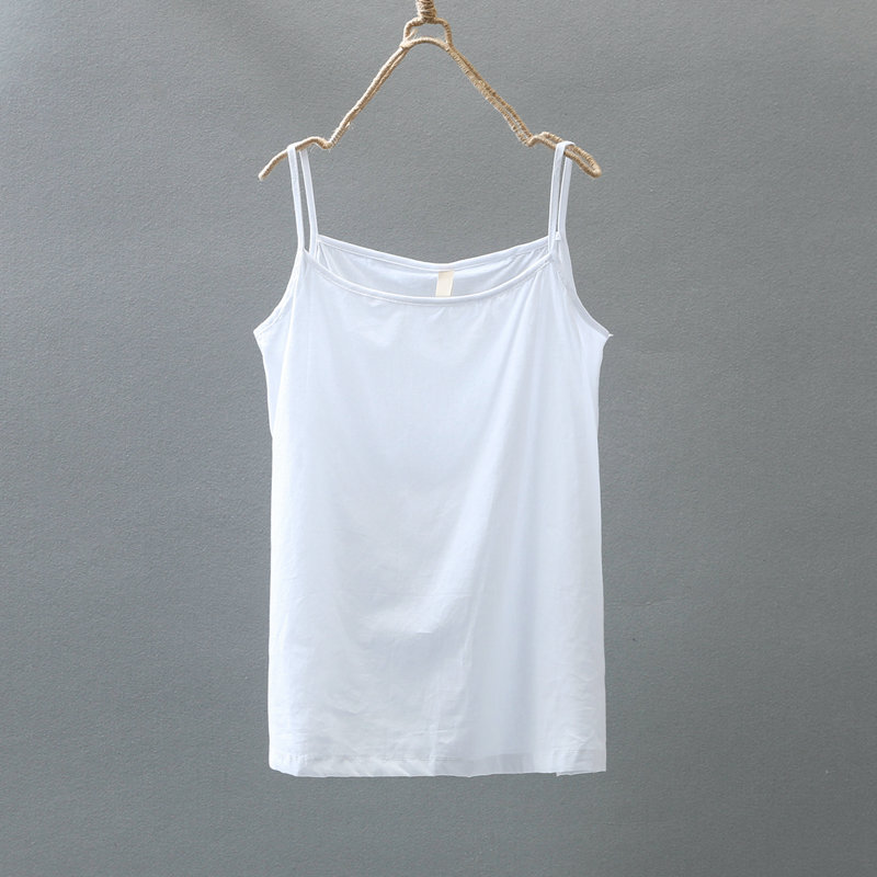 清袅复古文艺范纯色棉麻打底吊带衫小背心女夏