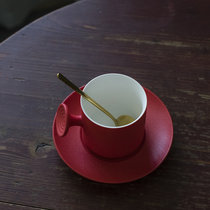 日式陶瓷杯子克莱因蓝色咖啡具意式浓缩手冲咖啡杯家用水杯马克杯(克莱因蓝逸云咖啡杯（红色套组） 默认版本)