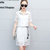 邑概念 春夏季新款女装韩版蕾丝衣服裙子两件套气质中长连衣裙套装潮1017(白色 L)