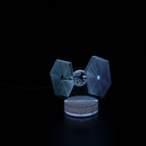 外星飞船3D视觉小夜灯创意七彩触控充电LED立体灯礼品气氛灯(红)