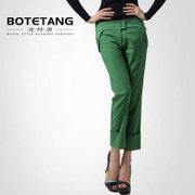 波特唐（BOTETANG）2012新款欧美时尚百搭卷边九分裤YC12719绿色 S