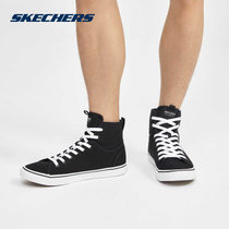 Skechers斯凯奇高帮帆布鞋小白鞋街拍板鞋运动休闲鞋 男女同款 666110 黑色/白色(黑色 41)
