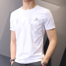 Adidas阿迪达斯短袖男装 夏季新款跑步休闲运动服透气圆领速干健身舒适T恤半袖ED9292(白色 L)