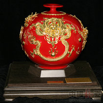 中国龙瓷 德化陶瓷中国红瓷器花瓶高档现代工艺礼品办公客厅家居装饰摆件 ZXG1076ZXG1076
