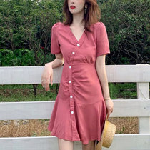 CaldiceKris （中国CK）时尚性感收腰女连衣裙CK-F1701(粉红色)