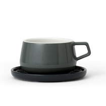 丹麦VIVA Ella系列陶瓷咖啡茶杯带碟茶杯茶具套装250ml 真快乐厨空间(薄荷深绿)