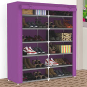 家世比 六层12格双排组合鞋柜 大容量简易布鞋架 HBY0606TS (紫色)