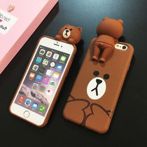 亿和源iphone7韩国苹果手机壳卡通7plus保护套硅胶立体趴趴熊保护壳(戳手熊i7p)