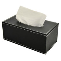 普润 皮质长方形纸巾盒纸巾抽黑色抽纸盒定做皮质家用餐巾纸盒
