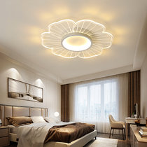 2020年新款网红ins房间灯简约现代创意花型LED主卧室吸顶灯客厅灯灯具(哑白+透明 直径62cm双色分段)