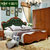 卡富丹家具 美式欧式实木床公主1.8双人床欧式大床复古真皮婚床W1101