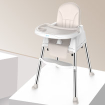 竹咏汇 宝宝餐椅多功能可折叠便携式婴儿椅子BB吃饭餐桌椅座椅儿童餐椅(米色带餐盘带坐垫送四轮)