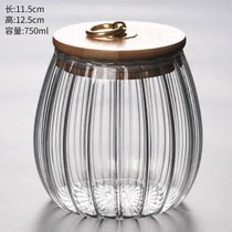 透明玻璃瓶密封罐茶叶罐家用食品级大容量糖罐罐子竹盖耐热高硼硅(玻璃茶叶罐（圆形）)