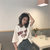 夏季新款韩版时尚简约V领字母印花百搭短袖T恤女打底(白色 XXL)