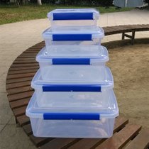 透明长方形带盖保鲜盒塑料商用大容量食品盒冰箱专用收纳密封盒子(透明5件套【8816-8820】)