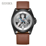 SNIICA史尼嘉手表ins小众设计欧美文艺时尚中性腕表防水石英表(蓝棕骑士 皮带)