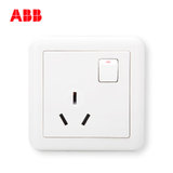 ABB开关插座面板德静系列白色86型16A一开三孔带开关空调插座AJ228