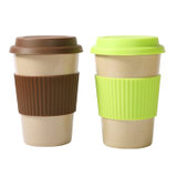 玉米 天然稻壳植物纤维材质茶杯 咖啡杯创意水杯牛奶带盖套办公室杯子(咖啡色)